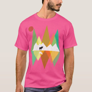 Mountain Moose Retro Wandelen Camping Tshi T-shirt