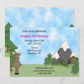 Mountain Moose verjaardagsuitnodiging voor meisjes Kaart (Voorkant / Achterkant)