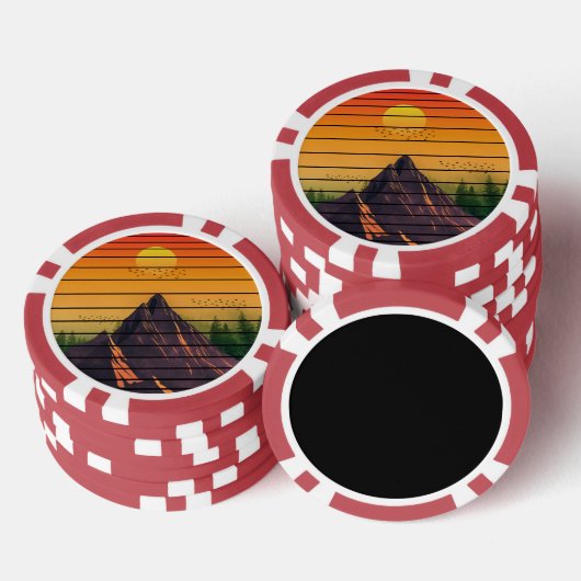 MOUNTAIN NATUUR  ZONSONDERGANG LANDSCHAP POKER CHIPS (Opstapeling)