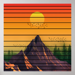 MOUNTAIN NATUUR  ZONSONDERGANG LANDSCHAP POSTER