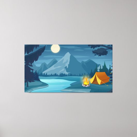 Mountain night camping canvas afdruk (Voorkant)