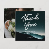 Mountain Night Dark Starlit Sky Wedding Square Bedankkaart (Voorkant / Achterkant)