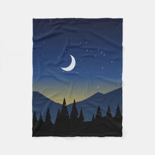 Mountain Night Forest landschap Fleece Deken (Voorkant)