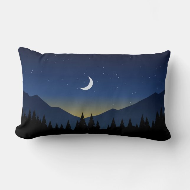 Mountain Night Forest landschap Kussen (Voorkant)