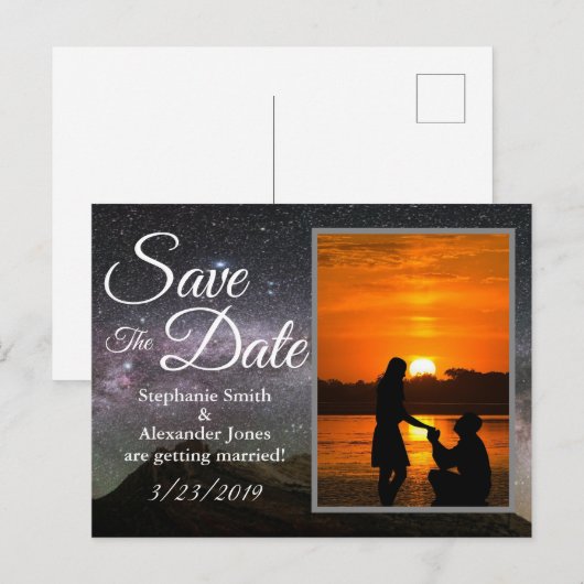 Mountain Night Save The Date Aankondigingskaart (Voorkant / Achterkant)