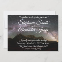 Mountain Night Stars Wedding Invitation