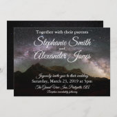 Mountain Night Stars Wedding Invitation Kaart (Voorkant / Achterkant)