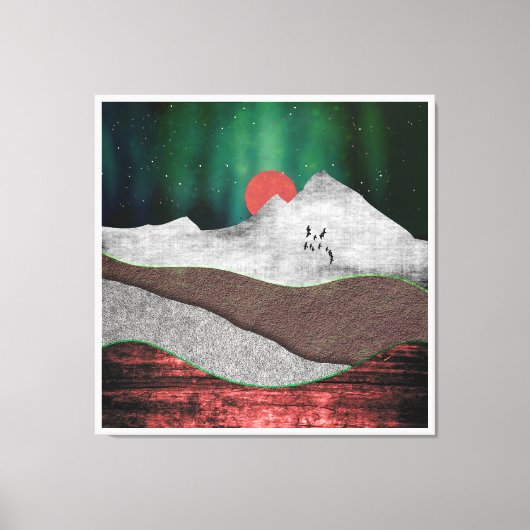Mountain Northern Lights Canvas Afdruk (Voorkant)