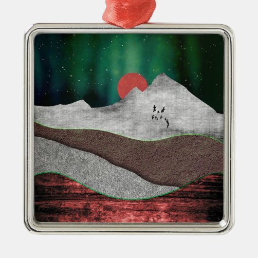 Mountain Northern Lights Metalen Ornament (Voorkant)