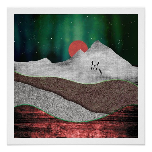 Mountain Northern Lights Perfect Poster (Voorkant)