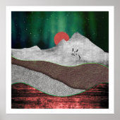 Mountain Northern Lights Poster (Voorkant)