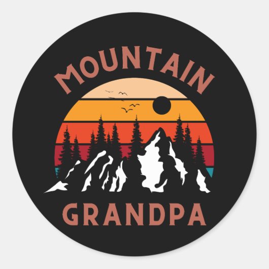 Mountain Opa Ronde Sticker (Voorkant)