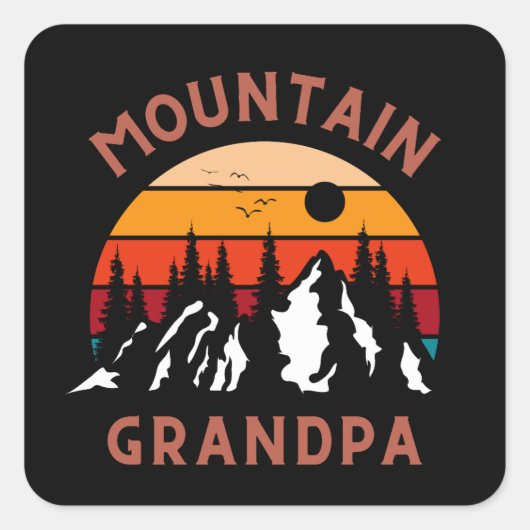 Mountain Opa Vierkante Sticker (Voorkant)