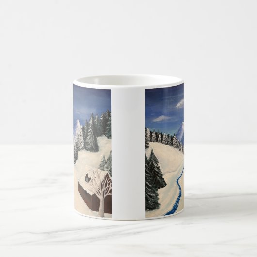 Mountain Painting Cabin Wilderness Koffiemok (Center)