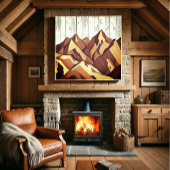 Mountain Panorama op rustieke houten achtergrond Poster