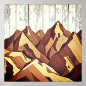 Mountain Panorama op rustieke houten achtergrond Poster (Voorkant)