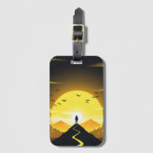 Mountain Peak Silhouette with a winding. Pedestal Bagagelabel (Voorkant (verticaal))