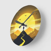 Mountain Peak Silhouette with a winding. Pedestal Ronde Klok (Hoek)