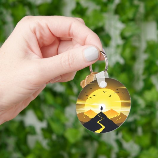 Mountain Peak Silhouette with a winding. Pedestal Sleutelhanger (Hand)