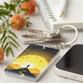 Mountain Peak Silhouette with a winding. Pedestal Sleutelhanger (Voorkant Rechts)