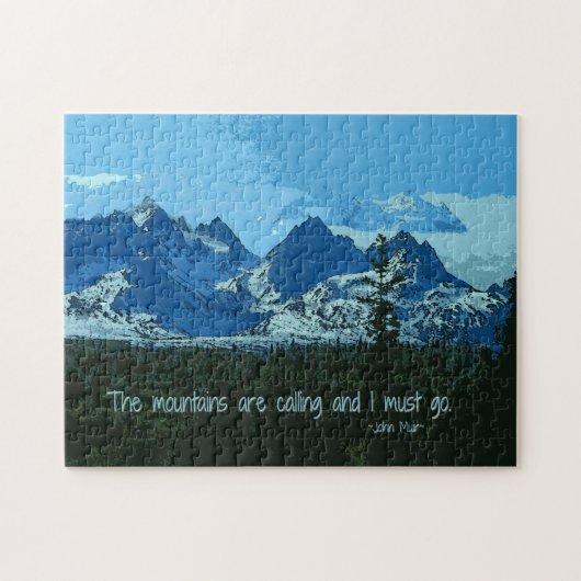 Mountain Peaks digitale kunst - John Muir quote Legpuzzel (Horizontaal)