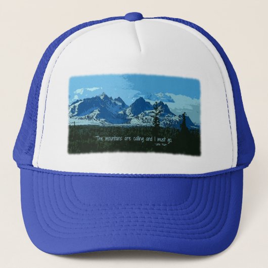 Mountain Peaks digitale kunst - John Muir quote Trucker Pet (Voorkant)