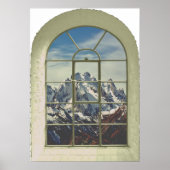 Mountain Peaks Faux Window Uitzicht Poster (Voorkant)