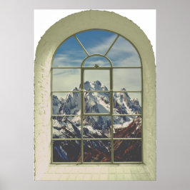 Mountain Peaks Faux Window Uitzicht Poster