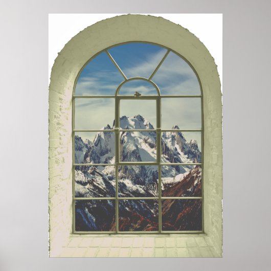 Mountain Peaks Faux Window Uitzicht Poster (Voorkant)