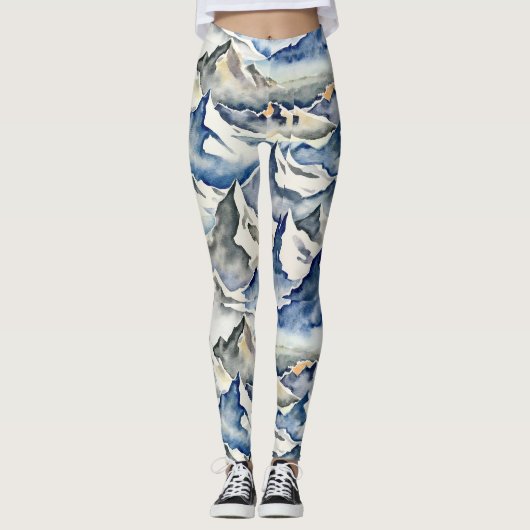 Mountain Peaks Naadloos Patroon Leggings (Voorkant)