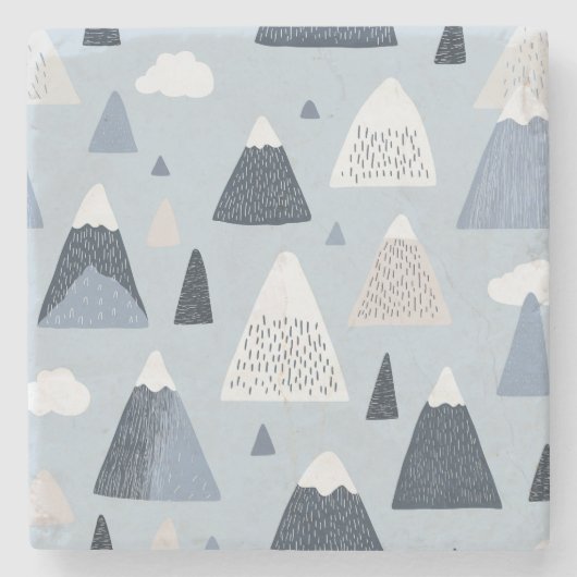Mountain Peaks Scandinavian Pattern Stone Onderzet Stenen Onderzetter (Voorkant)