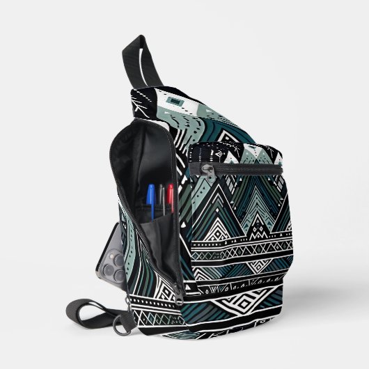 Mountain Peaks Tribal Geometric Sling Bag (Open)