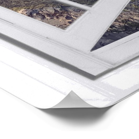 Mountain Peaks Trompe l'oeil Faux Window Uitzicht Poster (Hoek)