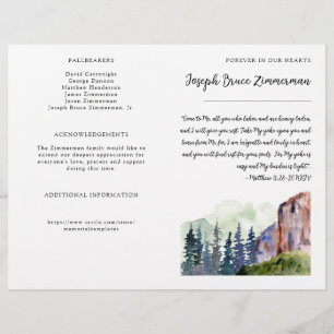 Mountain Photo Funeral Memorial Bifold Program