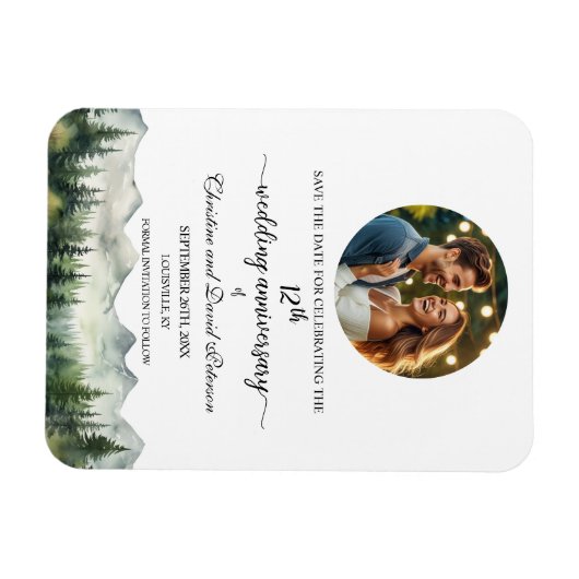 Mountain Pine 12 Wedding Anniversary Save the Date Magneet (Horizontaal)