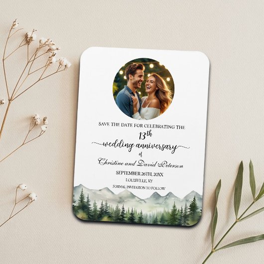 Mountain Pine 13 Wedding Jubileum Save the Date Magneet