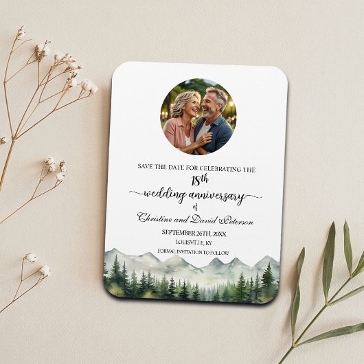 Mountain Pine 18 Wedding Jubileum Save the Date Magneet