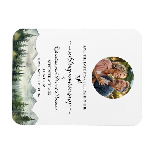 Mountain Pine 19 Wedding Anniversary Save the Date Magneet (Horizontaal)