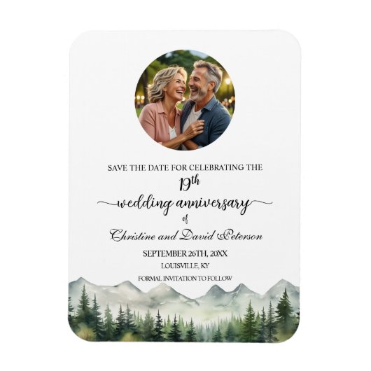 Mountain Pine 19 Wedding Anniversary Save the Date Magneet (Verticaal)