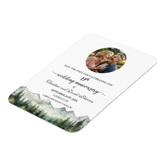 Mountain Pine 19 Wedding Anniversary Save the Date Magneet (Linkerzijde)