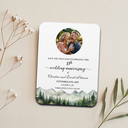 Mountain Pine 19 Wedding Anniversary Save the Date Magneet