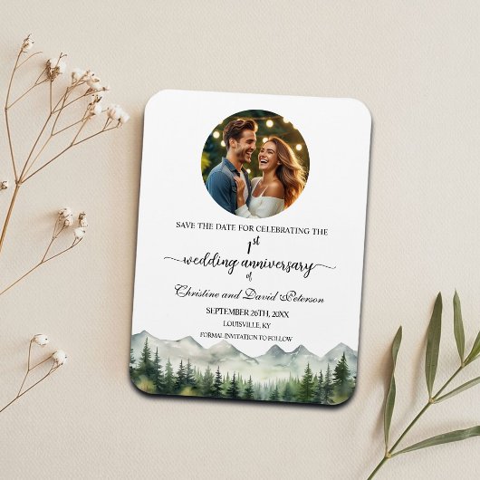 Mountain Pine 1 Wedding Anniversary Save the Date Magneet