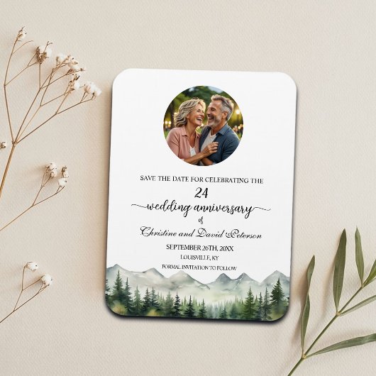 Mountain Pine 24 Wedding Anniversary Save the Date Magneet