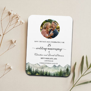 Mountain Pine 25 bruiloft Jubileum Save the Date Magneet