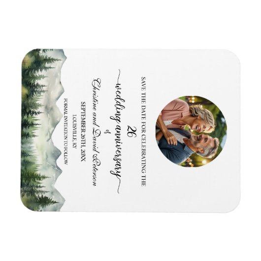 Mountain Pine 26 Wedding Jubileum Save the Date Magneet (Horizontaal)