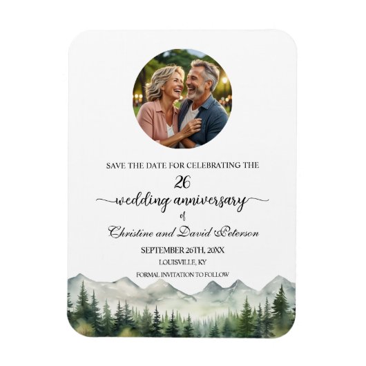 Mountain Pine 26 Wedding Jubileum Save the Date Magneet (Verticaal)