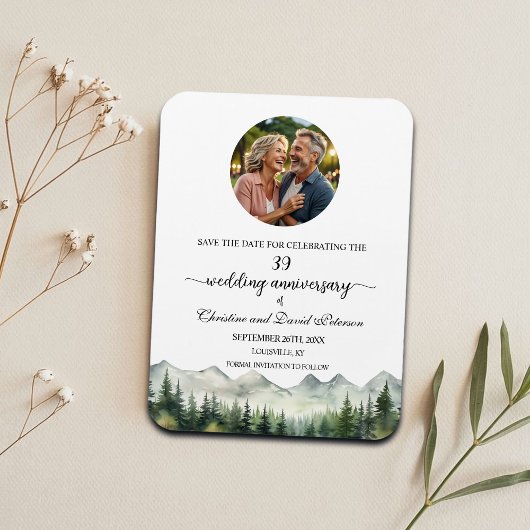 Mountain Pine 39 Wedding Jubileum Save the Date Magneet