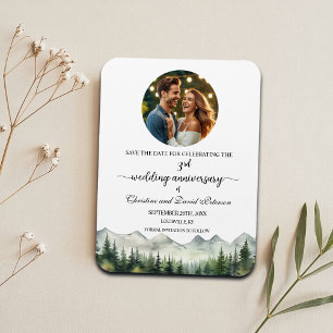 Mountain Pine 3 bruiloft Jubileum Save the Date Magneet