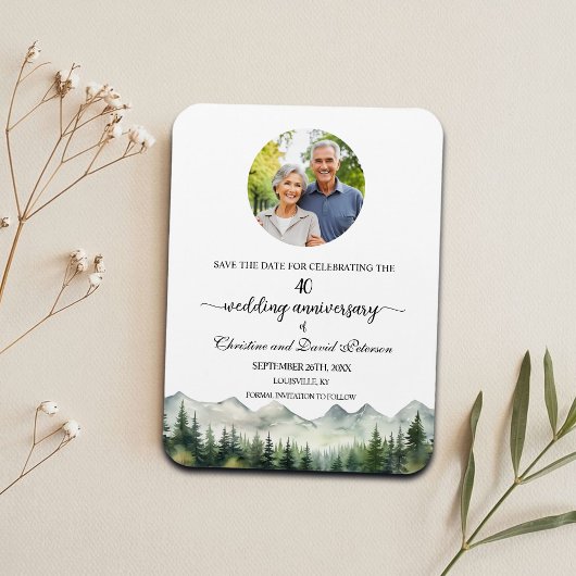 Mountain Pine 40 Wedding Anniversary Save the Date Magneet