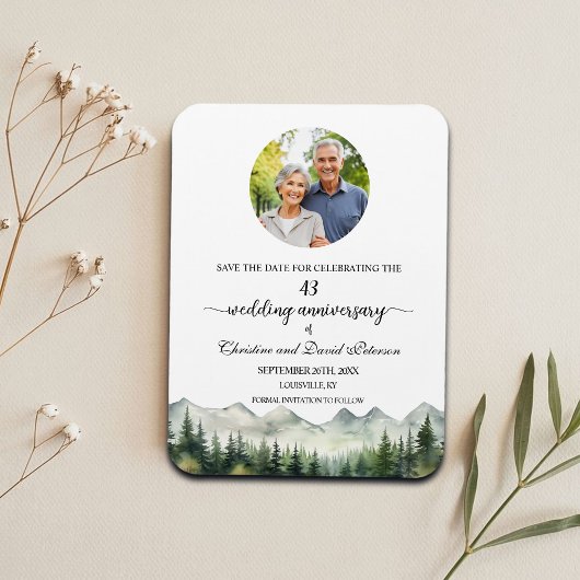 Mountain Pine 43 Wedding Jubileum Save the Date Magneet
